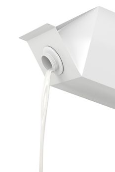 Pouring milk from the carton on white background 