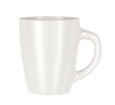 White ceramic mug for coffee, tea, milk or other beverages