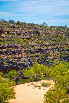 Small beach inside gorge at Kalbarri National Park next to Ross Graham Lookout