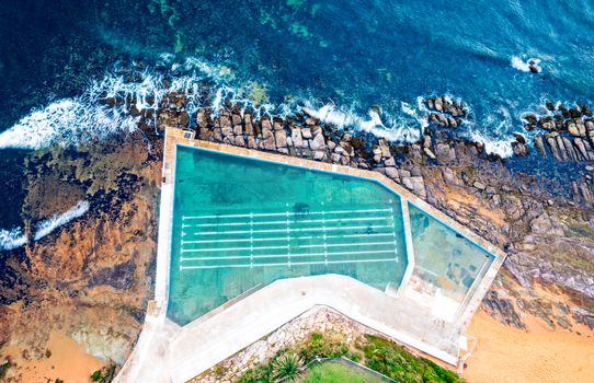 The odd shaped Collaroy rock pool viewed from above