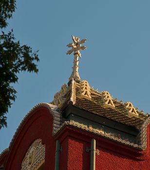 Ornamental decoration statue on a top of a building in Subotica, Serbia