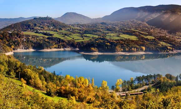 Suviana lake autumn Bologna Emilia Romagna Italy