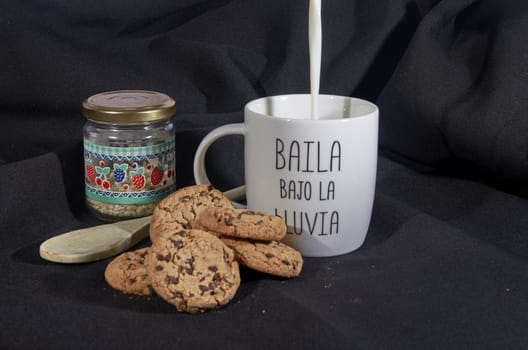 Breakfast Cookies with chocolate chips and milk