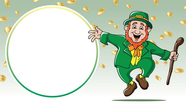 Saint Patrick's Day leprechaun dancing among gold coins retail sale