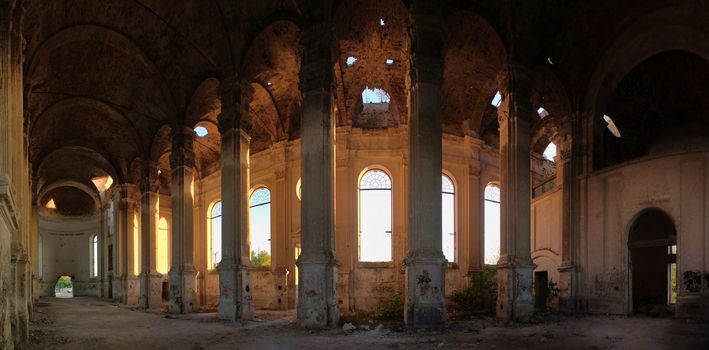 Ruins of the Zelts Catholic Church in the village of Limanskoye, Odessa Region, Ukraine