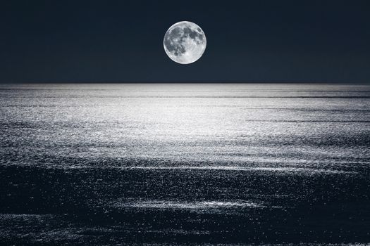 The Moonlight gives a sparkle to the calm waters of the Mediterranean Sea