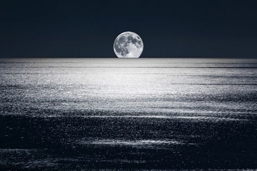 The Moonlight gives a sparkle to the calm waters of the Mediterranean Sea