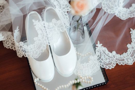 wedding shoes of the bride, beautiful fashion