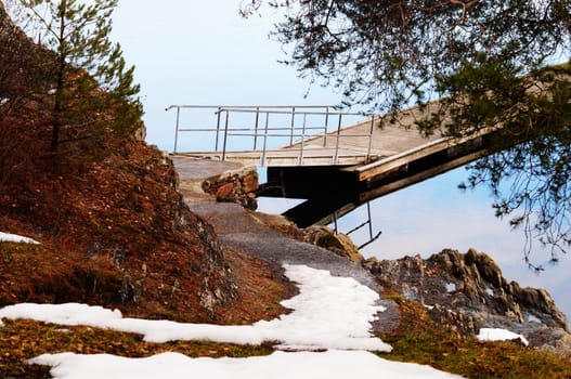 Floating dock in wintertime