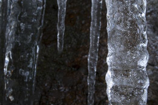 Formations of ice and snow near a river, Cold