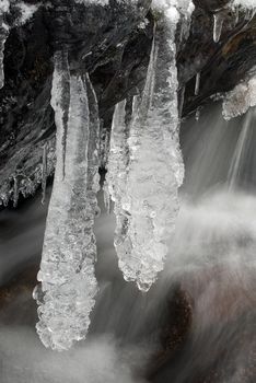 Formations of ice and snow near a river, Cold
