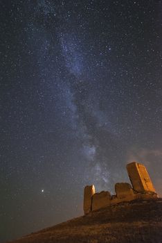 Medieval castle, night photography, Castillo de Montuenga, Soria, Spain