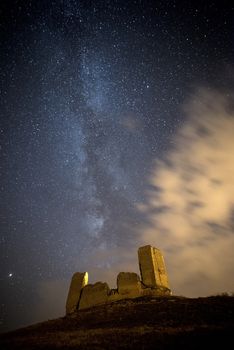 Medieval castle, night photography, Castillo de Montuenga, Soria, Spain