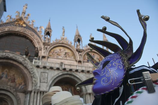St. Mark's Square and carnival mask, Venice, Italy