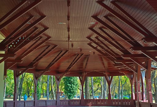 Big brown open wooden dome ceiling