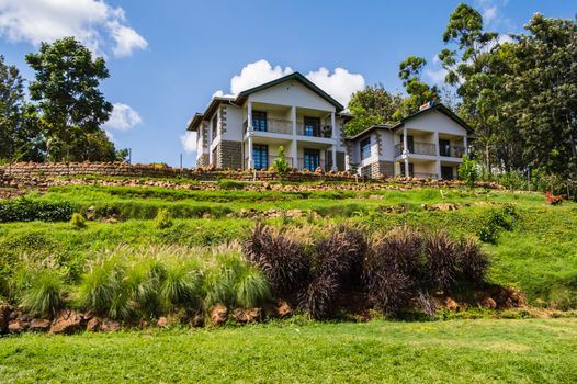 Two African-style bungalows in a country hotel near Thika in central Kenya