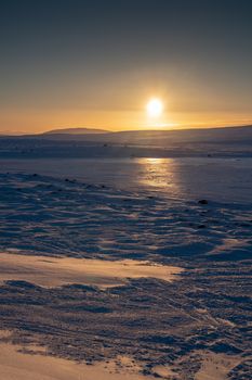 Sunrise on a cold winter day in Iceland, Europe