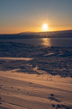 Sunrise on a cold winter day in Iceland, Europe