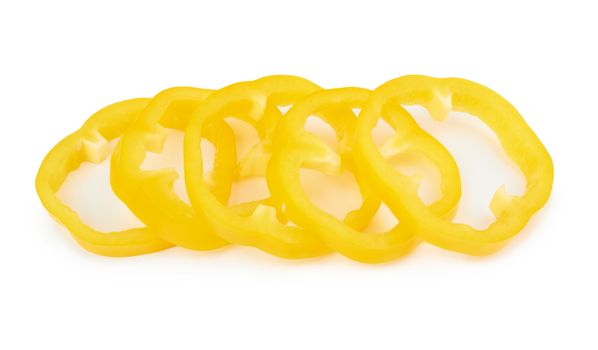 Yellow sweet peppers isolated on white background