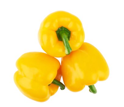 three sweet peppers isolated on white background