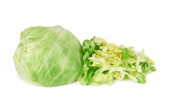 green cabbage isolated on a white background