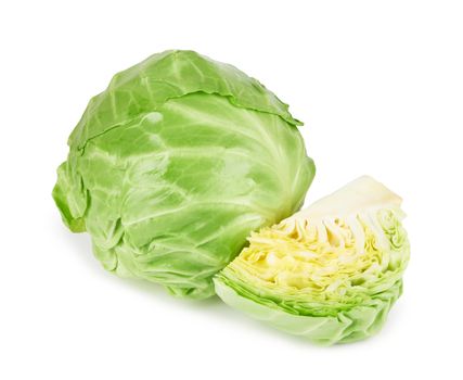 green cabbage isolated on a white background