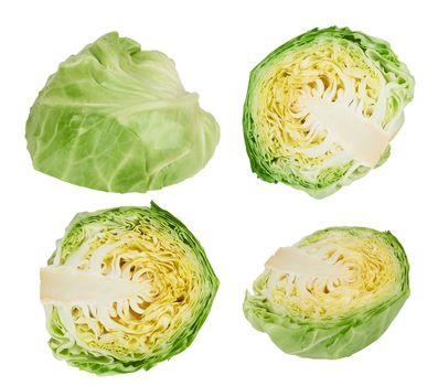 green cabbage isolated on a white background