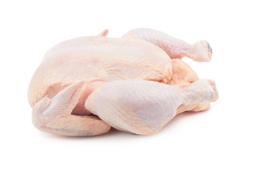 Raw fresh chicken isolated on white background