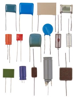 Capacitors types isolated on a white background