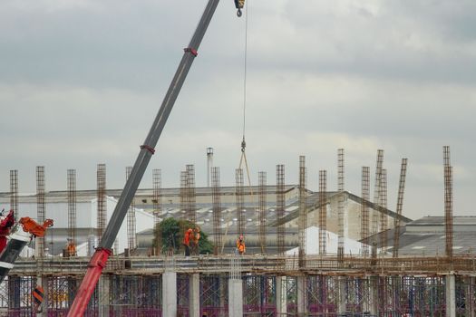 Workers are building a factory.