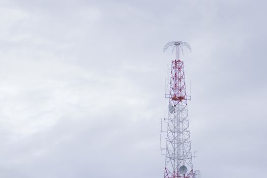 Mobile phone communication tower transmission with antenna