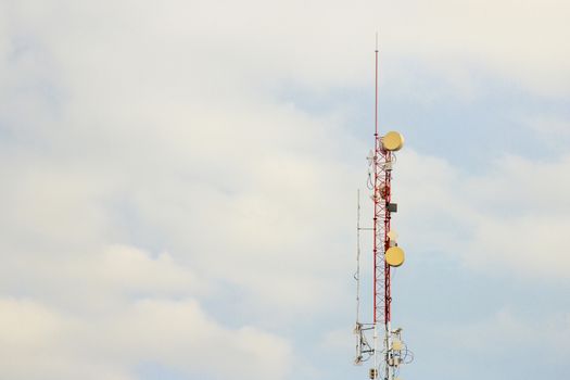 Wireless internet antenna In blue sky
