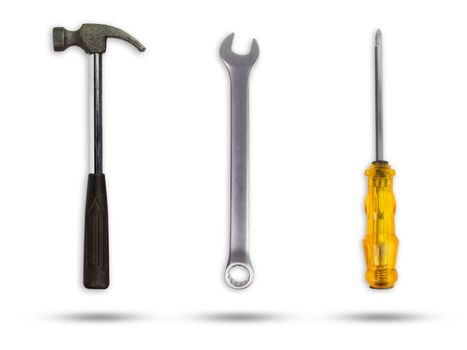 Set of Craftsman tool on isolate white background with clipping path.