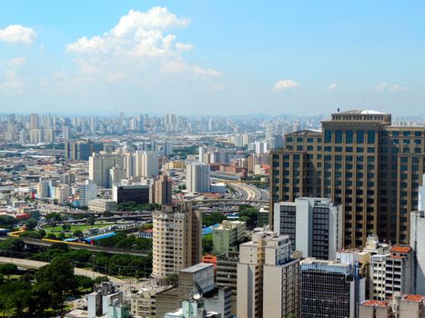 Panoramic view of the Sao Paulo old downtown, Brazil