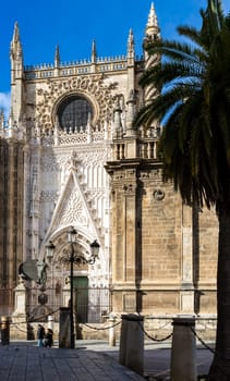 Seville, Spain - July 15, 2017: Seville is the capital of the autonomous community of Andalusia in southern Spain. Streets and sights of the city architecture.