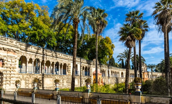 Seville, Spain - July 15, 2017: Seville is the capital of the autonomous community of Andalusia in southern Spain. Streets and sights of the city architecture.
