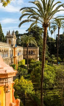 Seville, Spain - July 15, 2017: Seville is the capital of the autonomous community of Andalusia in southern Spain. Streets and sights of the city architecture.