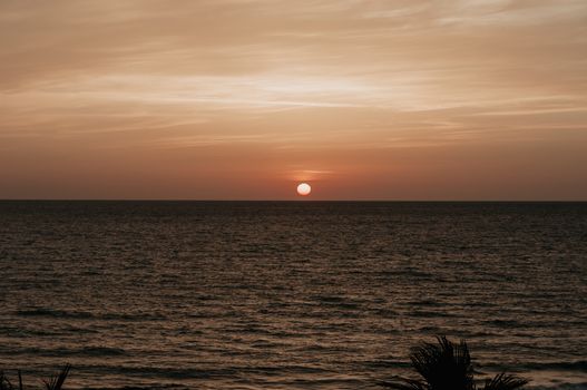 sunset in orange and red from tel aviv israel