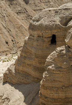 Qumran Cave 4, site of the discovery of the Dead Sea Scrolls in Qumran, Israel near the Dead Sea