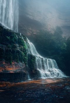  The waterfalls are roaring with power and shrouded in mystique under the mist and fog that envelops the valley.  Blue Mountains National Park