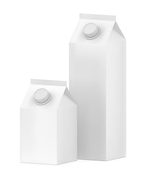 Two blank containers for milk, juice or other beverages