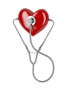 Concept image with stethoscope and red heart