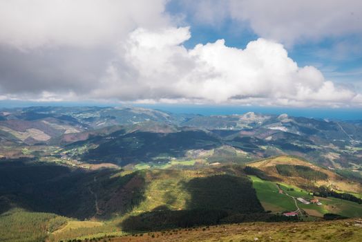 Vizcaya forest and mountain landscape in oiz mount, Basque country, Spain.