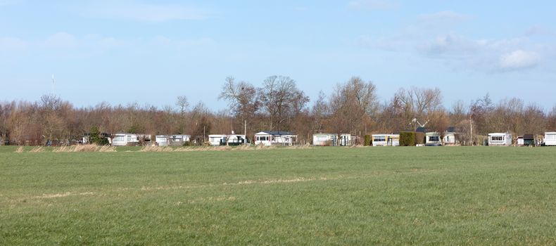 Mobile homes in the typical flat dutch landscape