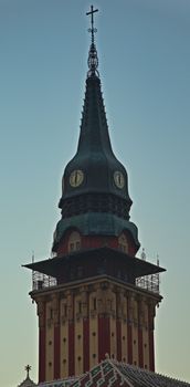 Decorated Top of the catholic church in Subotica, Serbia