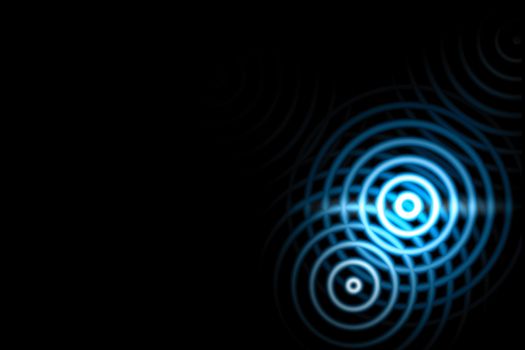 Abstract light background, blue sound waves oscillating with circle ring