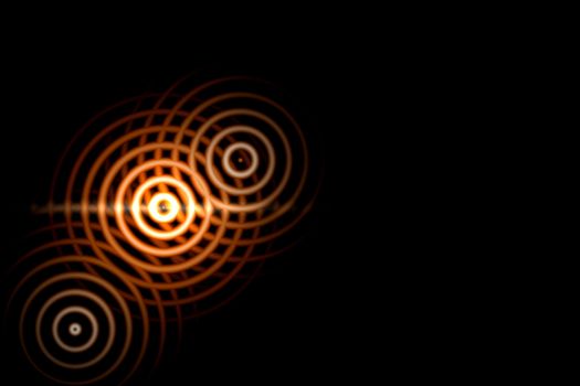 Abstract light background, orange sound waves oscillating with circle ring