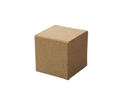 One brown cardboard cube isolated on white background with clipping path