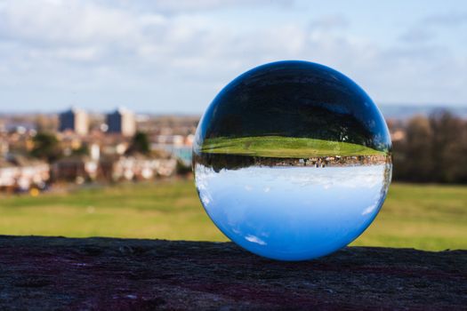 upside down landscape in sphere