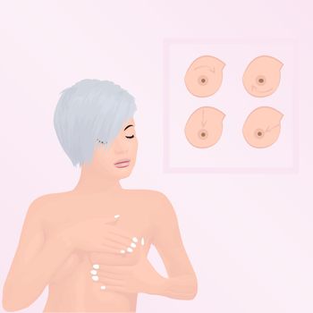 Breast cancer oncology self examine on tumor vector illustration